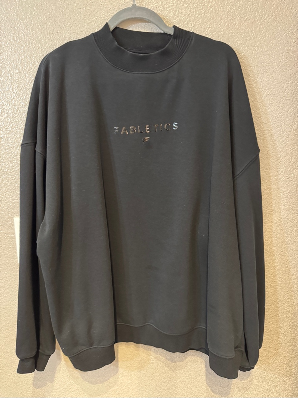 Fabletics Black Oversized Mock Neck Sweatshirt XL Logo Pullover